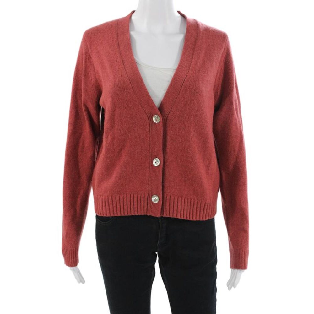 Wyeth Unisex Cardigan Red V-Neck Button Long Sleeve 55% Wool Blend Size S